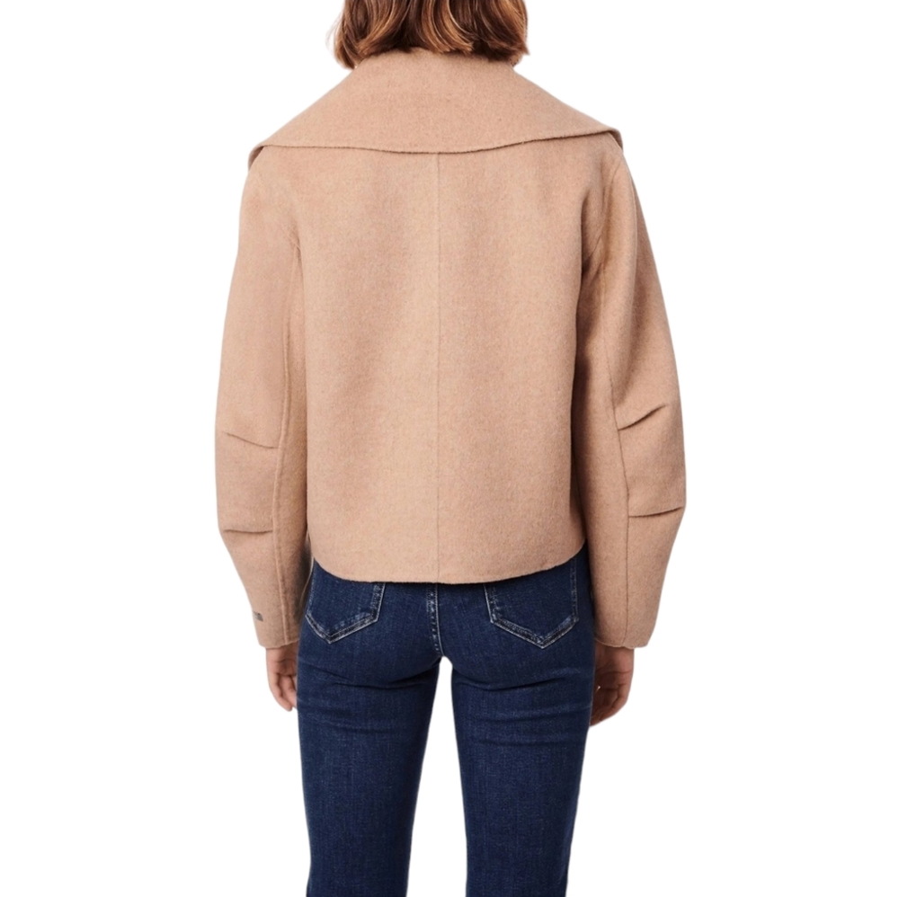 Bernardo Women's Wool Blend Cropped Oversized Lapel Handmade Jacket, Size Medium - Picture 3 of 12